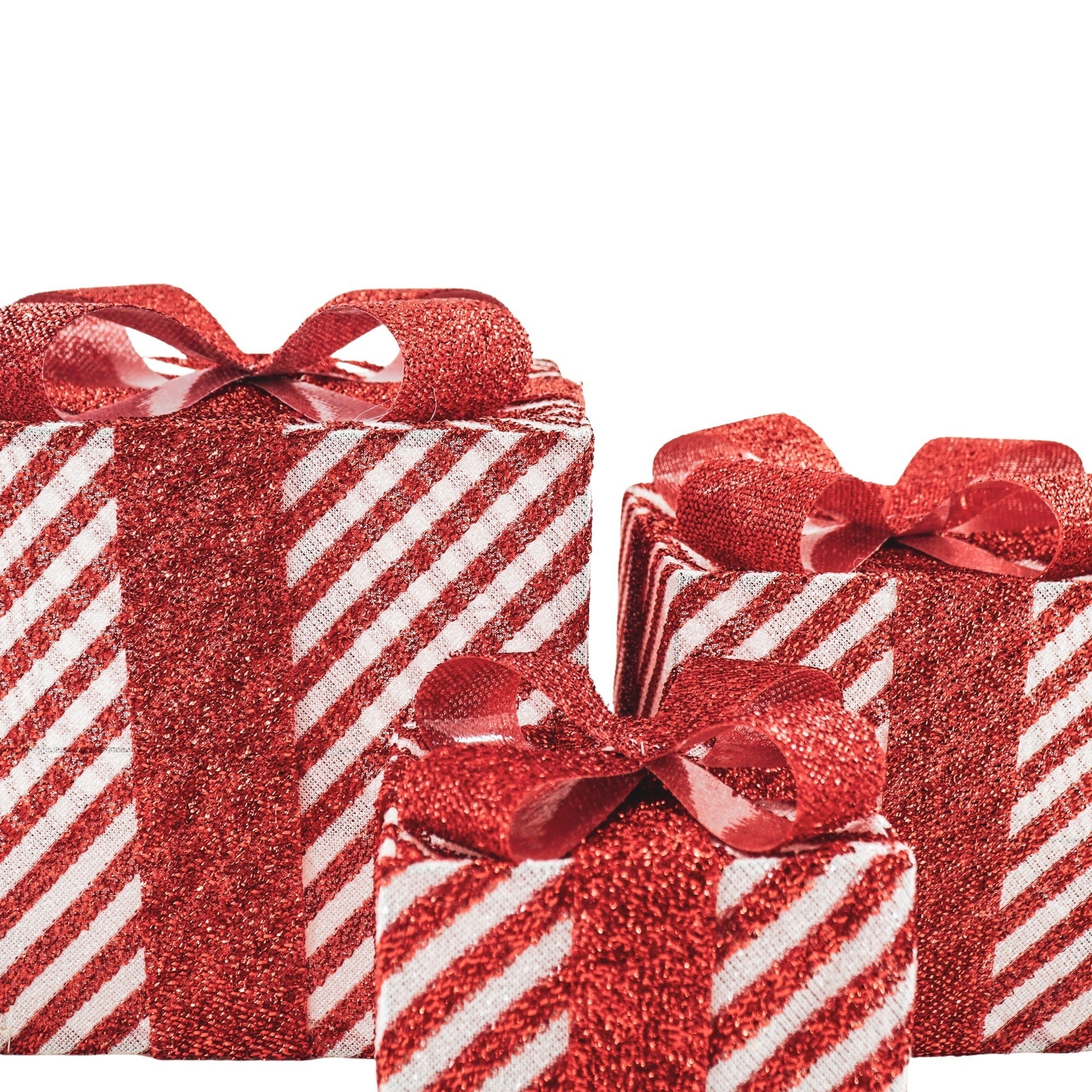 Kerst Led Lamp - Cadeau Set van 3 - Kunststof - Rood/Wit - 15cm/20cm/25cm Housevitamin Shop