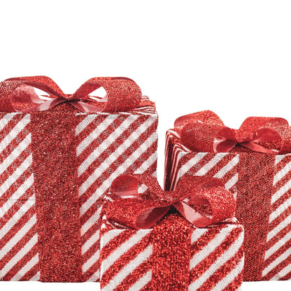Kerst Led Lamp - Cadeau Set van 3 - Kunststof - Rood/Wit - 15cm/20cm/25cm Housevitamin Shop