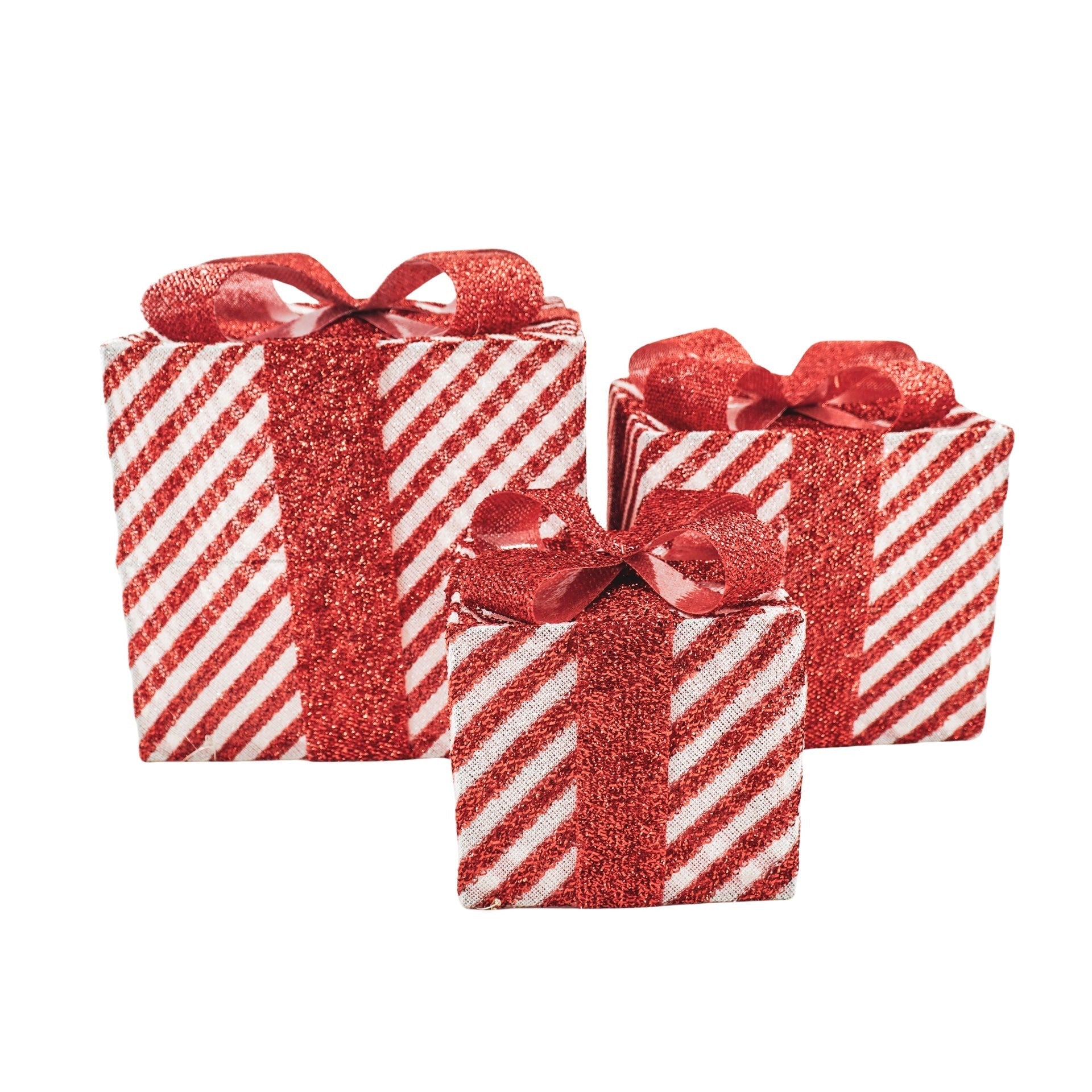 Kerst Led Lamp - Cadeau Set van 3 - Kunststof - Rood/Wit - 15cm/20cm/25cm Housevitamin Shop