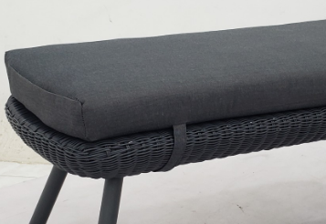 Droppery Jonah Hoek lounge set - 5 stuks - Staal Donkergrijs - Poeder gecoate Antraciet Poten - Rotan Rond 3mm Donkergrijs - Glazen Bovenblad Transparant -