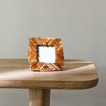 Rustieke Handgemaakte Mozaïek Houten Fotolijst | Natuurlijke Houten Fotolijst | Wand- en Tafeldecoratie | Landelijk Boheems G ExpoBazaar