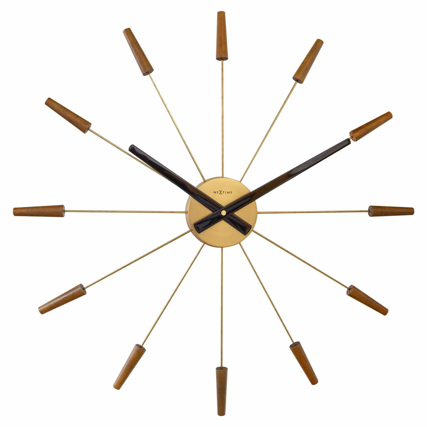 Large Wall clock 58cm - Silent - Wood/Stainless Steel - "Plug-Inn" Wall clock NeXtime Clocks