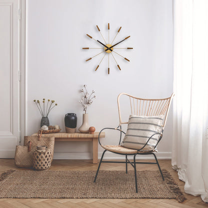 Large Wall clock 58cm - Silent - Wood/Stainless Steel - "Plug-Inn" Wall clock NeXtime Clocks