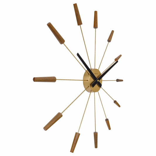 Large Wall clock 58cm - Silent - Wood/Stainless Steel - "Plug-Inn" Wall clock NeXtime Clocks