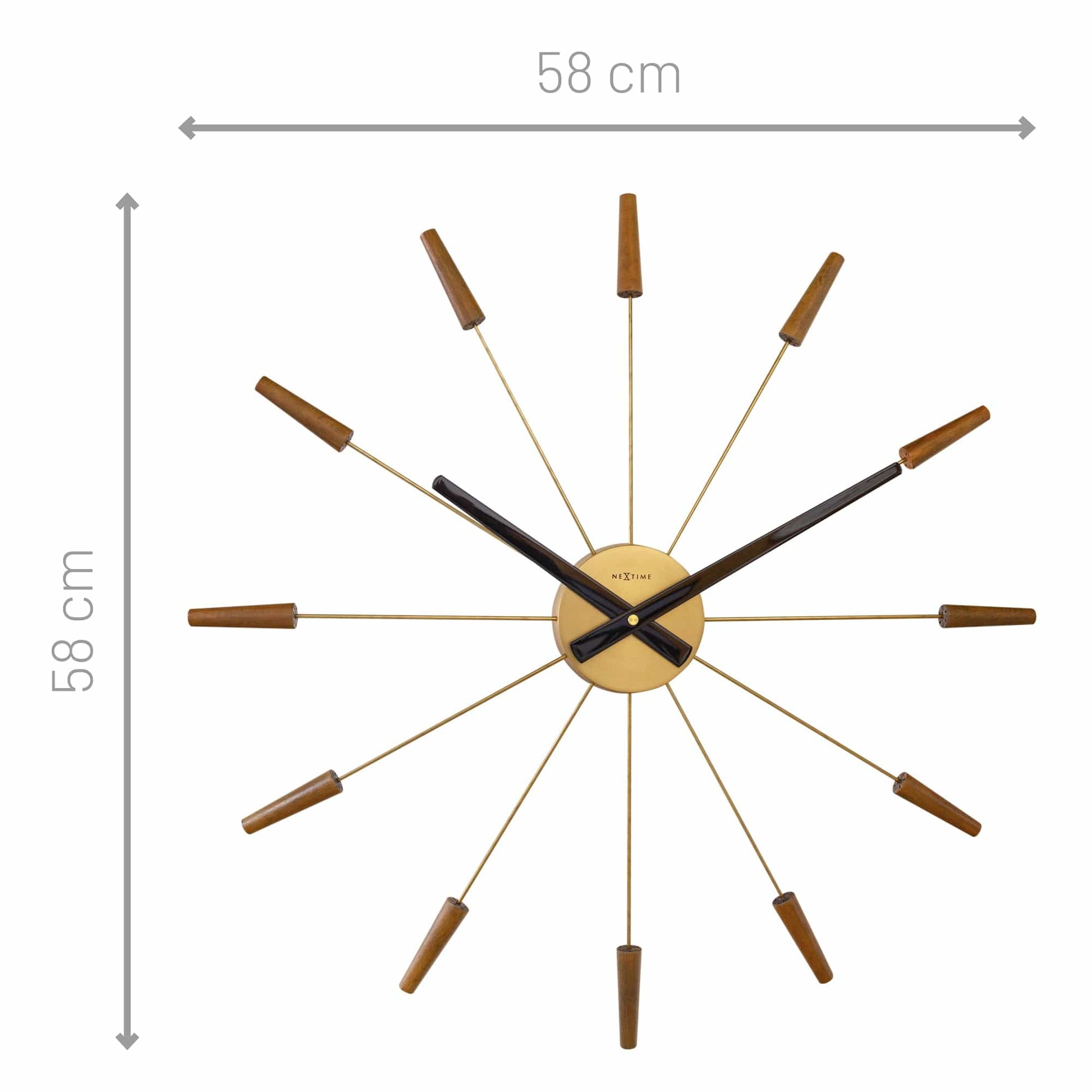 Large Wall clock 58cm - Silent - Wood/Stainless Steel - "Plug-Inn" Wall clock NeXtime Clocks