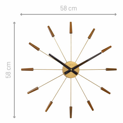 Large Wall clock 58cm - Silent - Wood/Stainless Steel - "Plug-Inn" Wall clock NeXtime Clocks