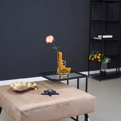 Housevitamin Vaas - Geweer - Keramiek - Goud - 15x9x23cm - Home & Garden > Decor > Vases