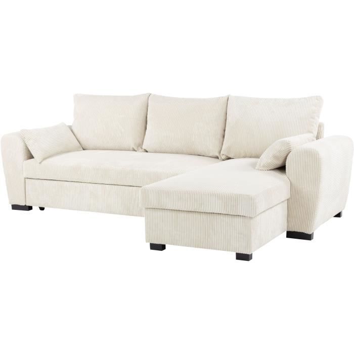 CONFORTEAM MAX Omkeerbare hoekbank - 3 zitplaatsen - Stof Lincoln Beige - Opbergruimte - 240 x 143 x 85 cm - Furniture > Benches