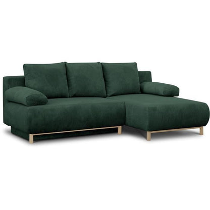 MIKA MIKA hoekbank rechts - 3-zits - Donkergroene corduroy stof - Opbergvak - 192 x 84 x 93 cm - Furniture > Benches