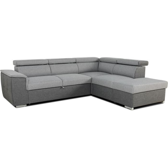 CASAPY DAYTONA Reversible hoekbank - 5 plaatsen - Grijze en antraciet stof - 260 x 77 / 94 x 216 cm - Furniture > Benches
