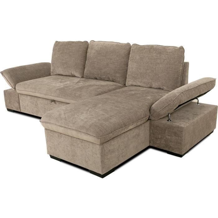 CASAPY CANDY omkeerbare hoekbank - 4 zitplaatsen - Beige stof - Opbergruimte - 297 x 148 x 85 cm - CASAPY - Furniture > Benches