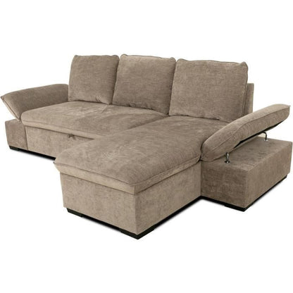 CASAPY CANDY omkeerbare hoekbank - 4 zitplaatsen - Beige stof - Opbergruimte - 297 x 148 x 85 cm - CASAPY - Furniture > Benches