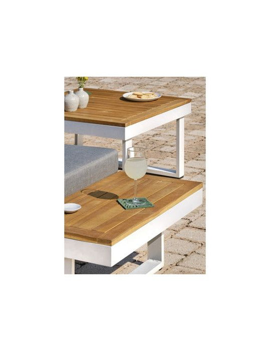 DCB GARDEN Lage tuinmeubelen - Aluminium - DCB GARDEN - 5 plaatsen - Wit en acaciahout - MIYAKO - Furniture > Outdoor Furniture