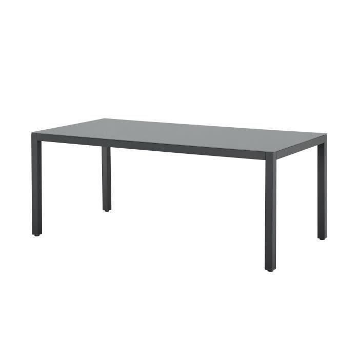 AUCUNE Tuinset: tafel van 180 cm + 8 stoelen - Aluminium structuur - Blad van gehard glas - Grijs - Furniture > Outdoor Furniture > Outdoor Tables