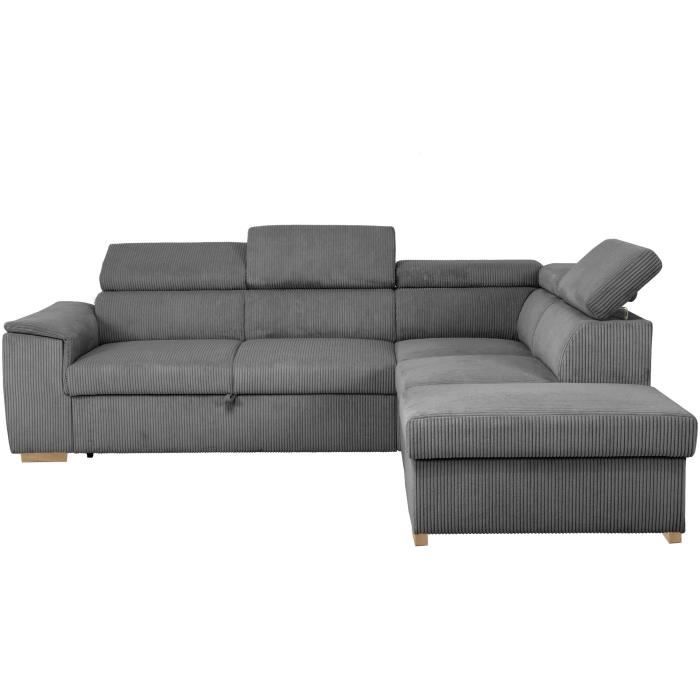 AUCUNE DAYTONA Omkeerbare hoekbank - 5 zitplaatsen - Stof Lincoln Antraciet - Opbergruimte - 260 x 216 x 94 cm - Furniture > Benches