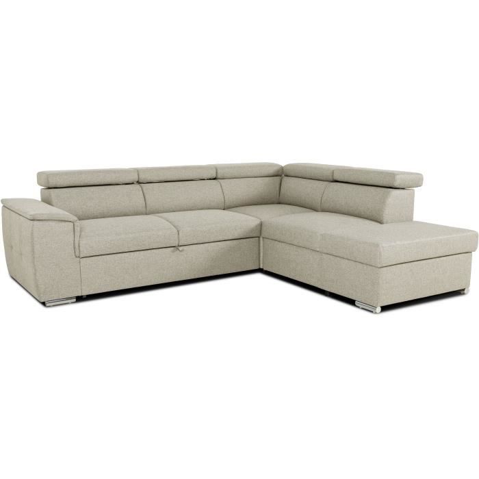 CASAPY DAYTONA Reversible hoekbank met commode - 5 plaatsen - Beige stof - 260 x 77 / 94 x 216 cm - Furniture > Benches