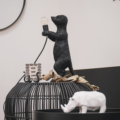 Housevitamin Tafellamp - Stokstaartje - Polyresin - Zwart - E27 - 15x10x38cm - Home & Garden > Decor