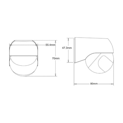 LED's Light 2-in-1 Bewegingsmelder met 12 meter bereik - Voor binnen & buiten - Wandmontage - Zwart