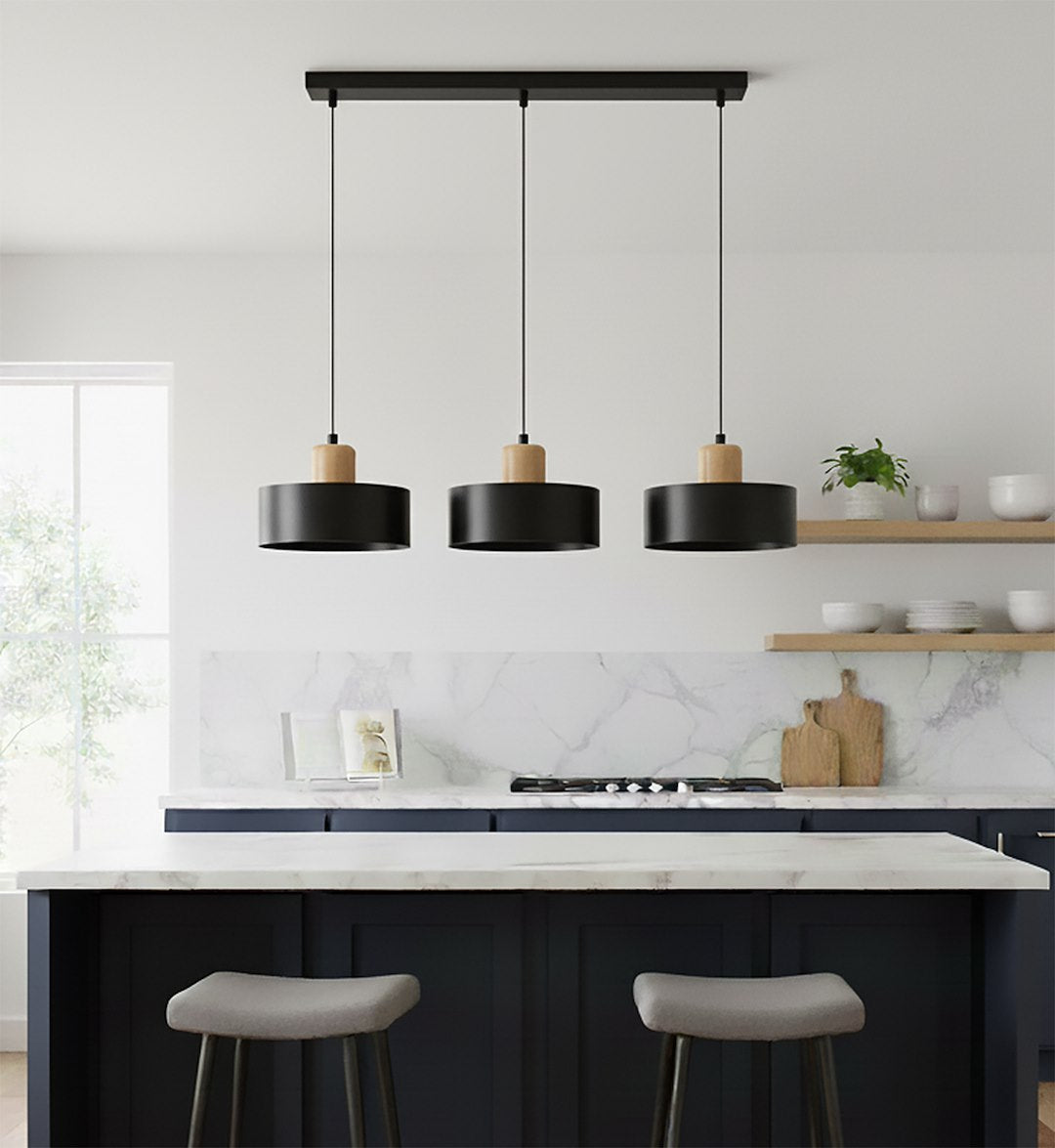 HANGLAMP TORIN 3 ZWART Droppery