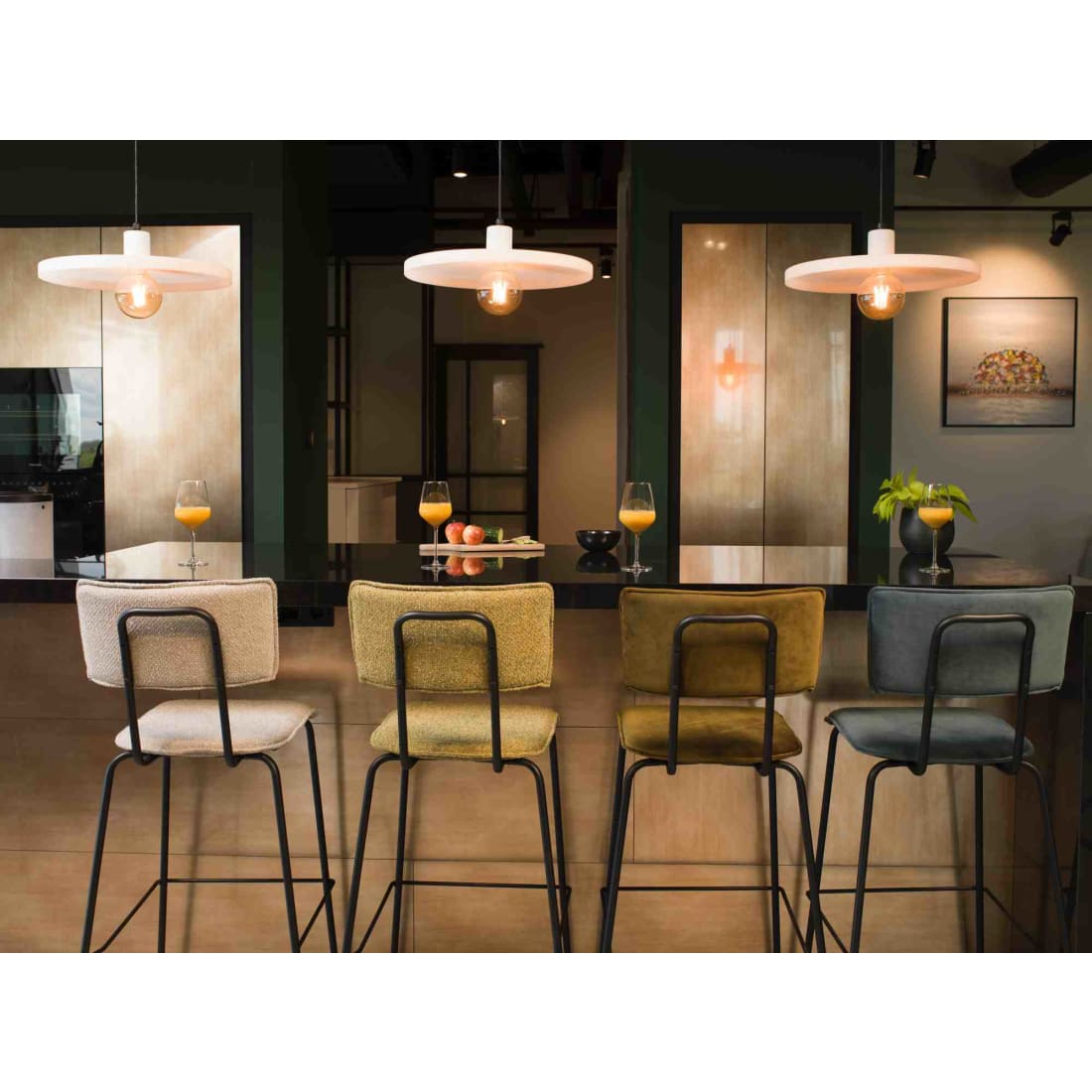 Workliving Werkwoonkruk Hoog Bo Society - Boucle Mosterd - Furniture > Chairs