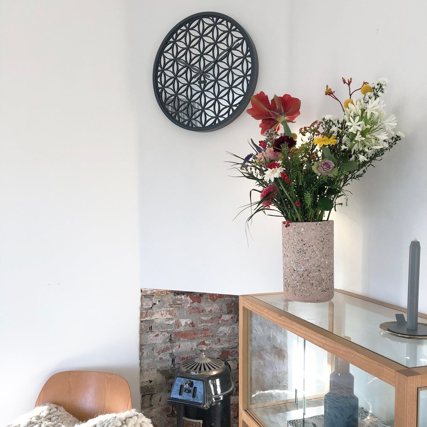 Wall clock - 50 cm - Wood/Mirror - 'Bella Mirror' Wall clock NeXtime Clocks