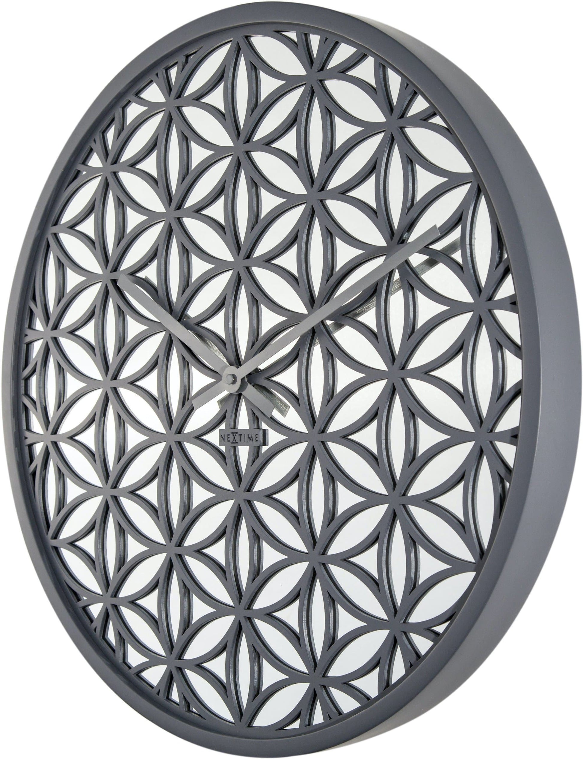 Wall clock - 50 cm - Wood/Mirror - 'Bella Mirror' Wall clock NeXtime Clocks