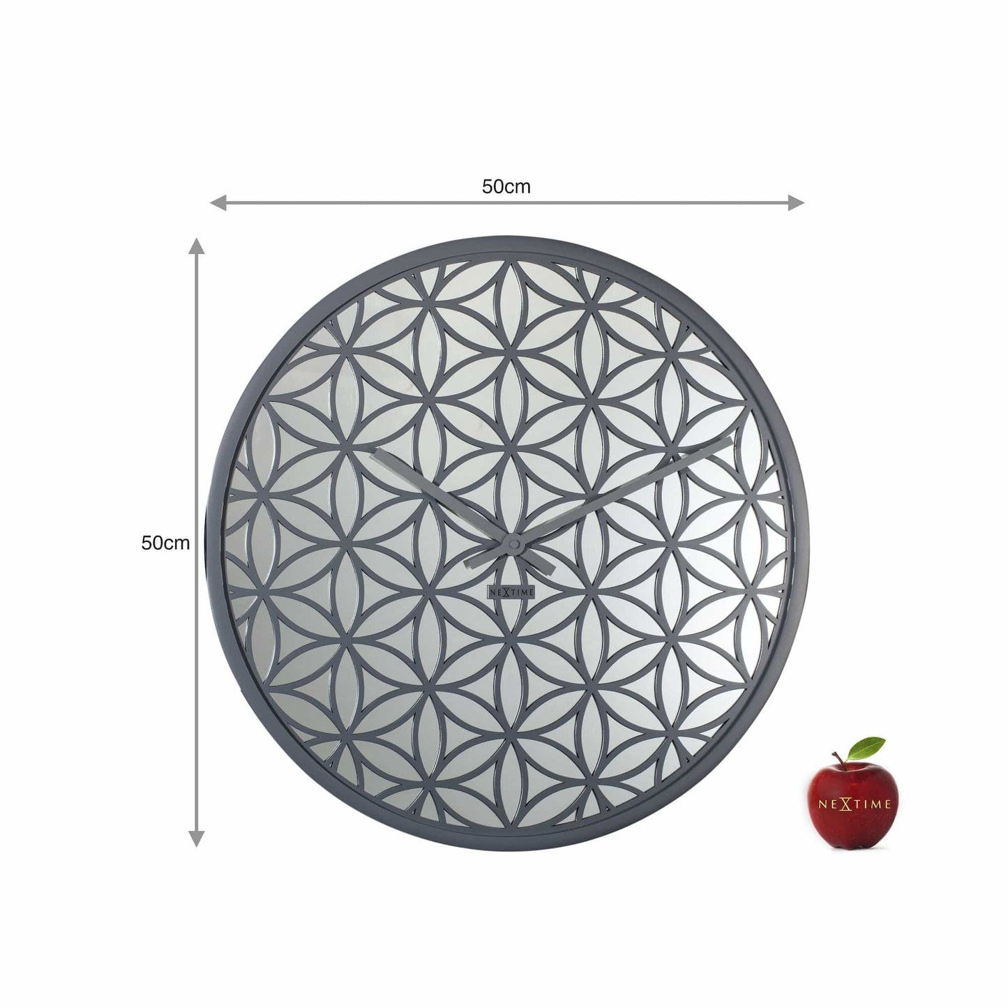 Wall clock - 50 cm - Wood/Mirror - 'Bella Mirror' Wall clock NeXtime Clocks