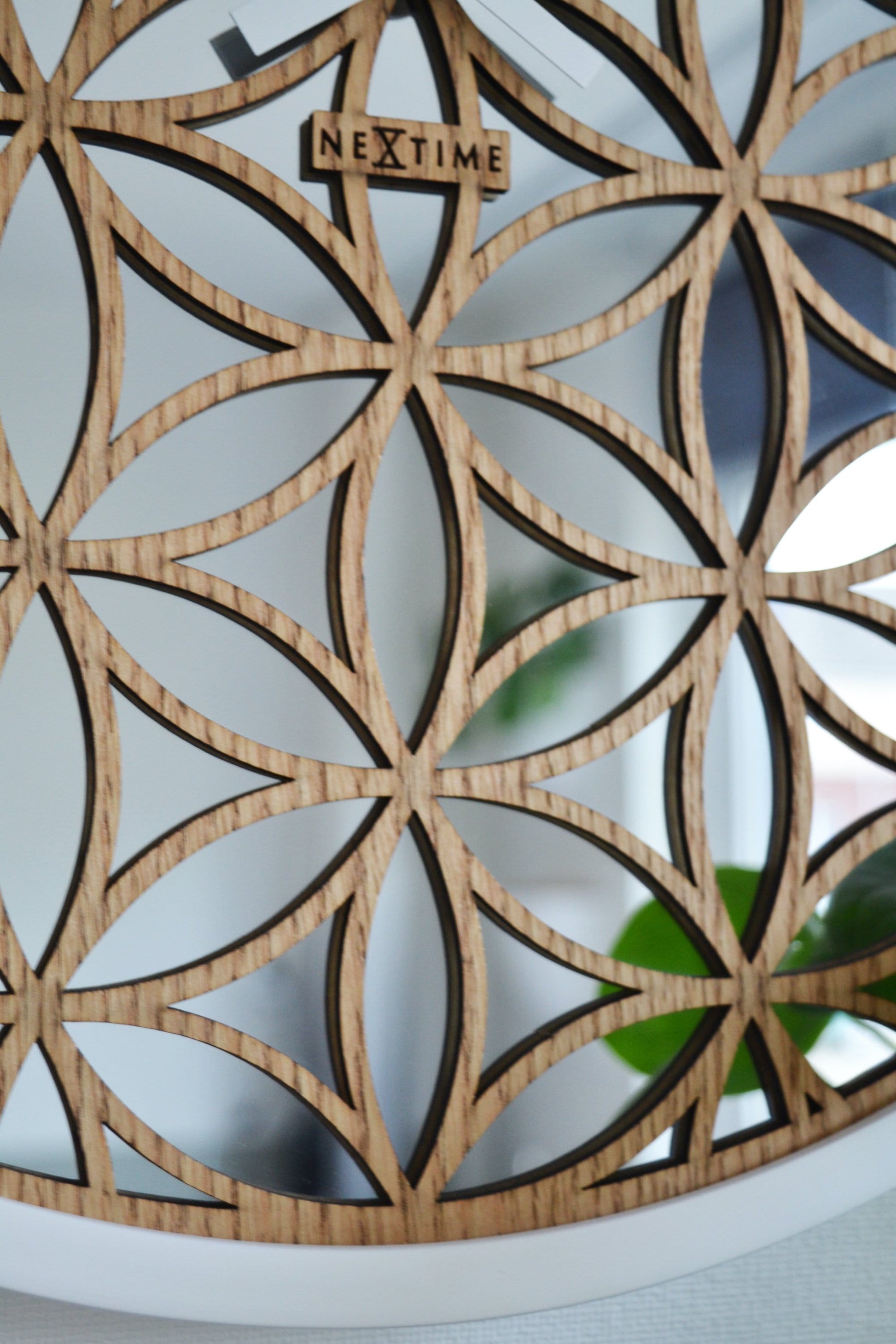 Wall clock - 50 cm - Wood/Mirror - 'Bella Mirror' Wall clock NeXtime Clocks