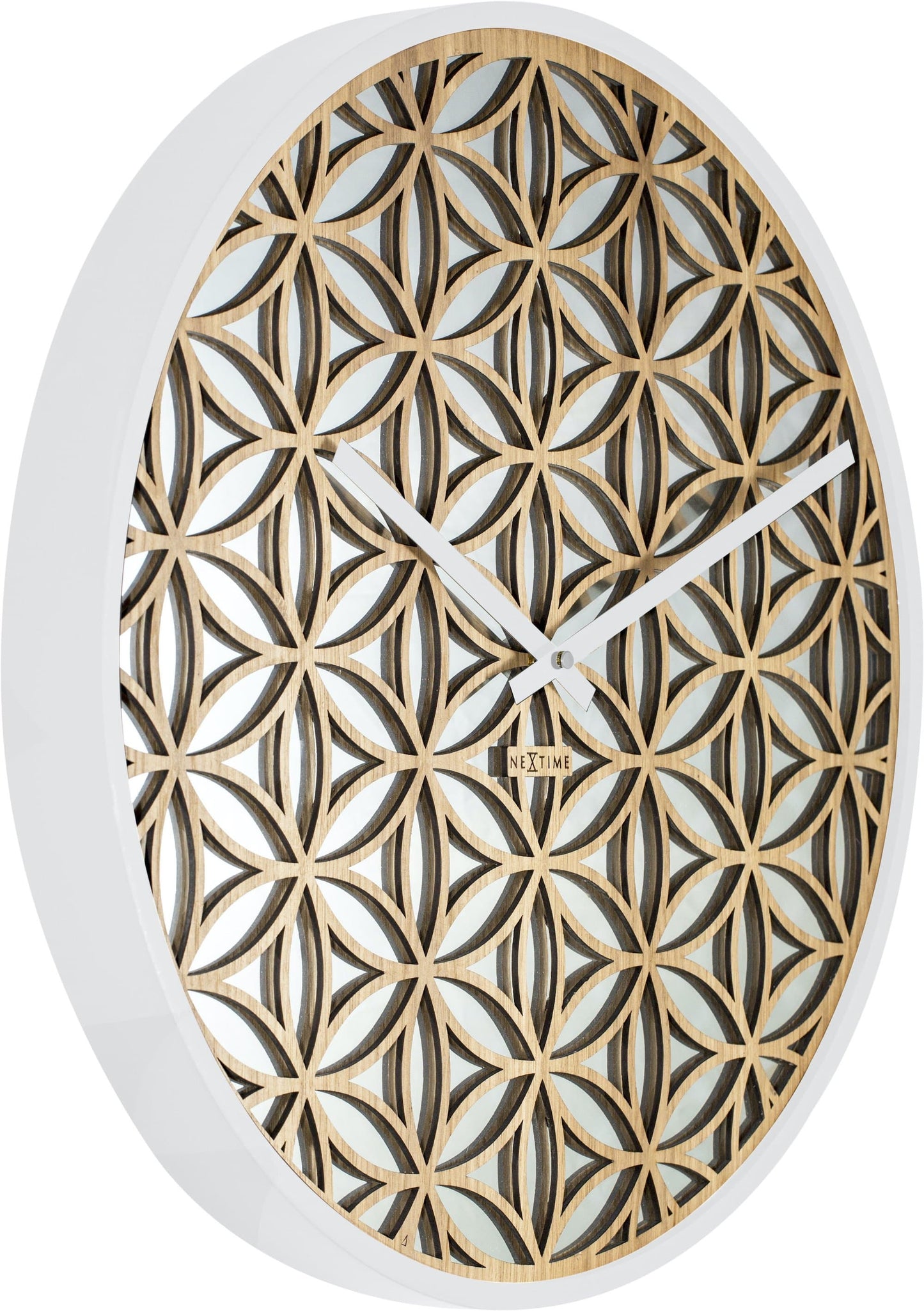 Wall clock - 50 cm - Wood/Mirror - 'Bella Mirror' Wall clock NeXtime Clocks