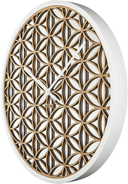 Wall clock - 50 cm - Wood/Mirror - 'Bella Mirror' Wall clock NeXtime Clocks