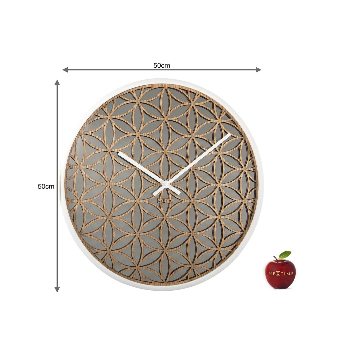 Wall clock - 50 cm - Wood/Mirror - 'Bella Mirror' Wall clock NeXtime Clocks