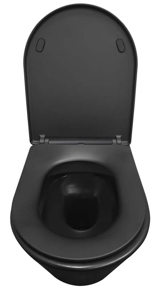 Vesta randloos wandtoilet Wiesbaden 52 cm mat zwart (incl. zitting)