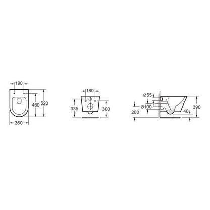 Vesta randloos wandtoilet Wiesbaden 52 cm mat zwart (incl. zitting)