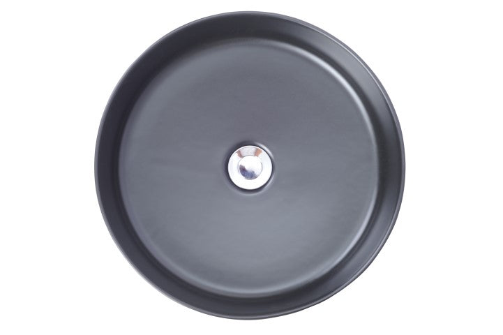 Link waskom rond 40 x 12 cm keramiek mat zwart Wastafels -> Waskommen Sanitairluxe