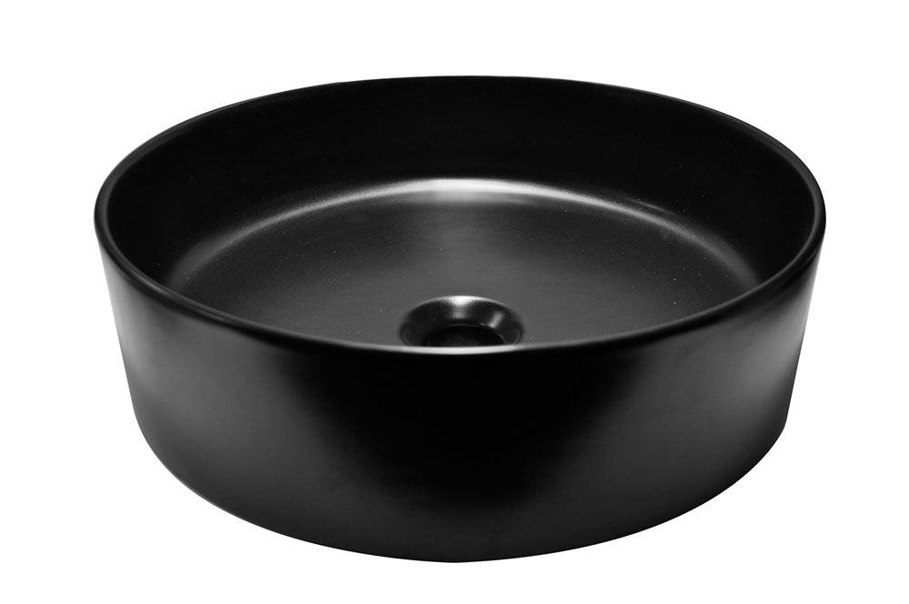 Link waskom rond 40 x 12 cm keramiek mat zwart Wastafels -> Waskommen Sanitairluxe