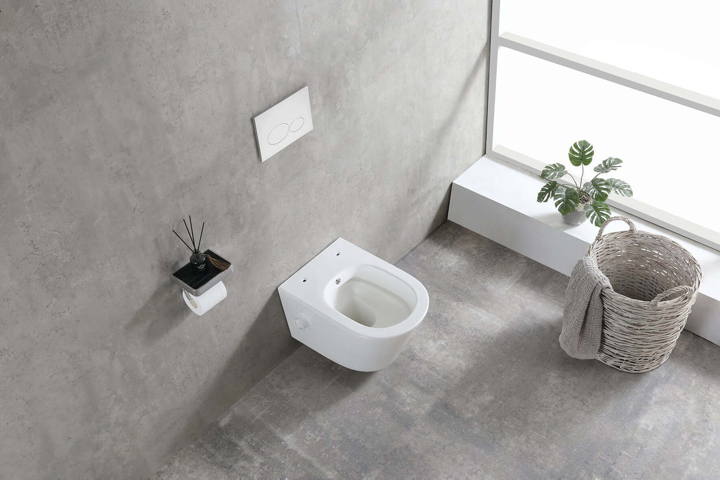 Bidesta randloos wandtoilet Wiesbaden met bidetkraan warm en koud in mat wit