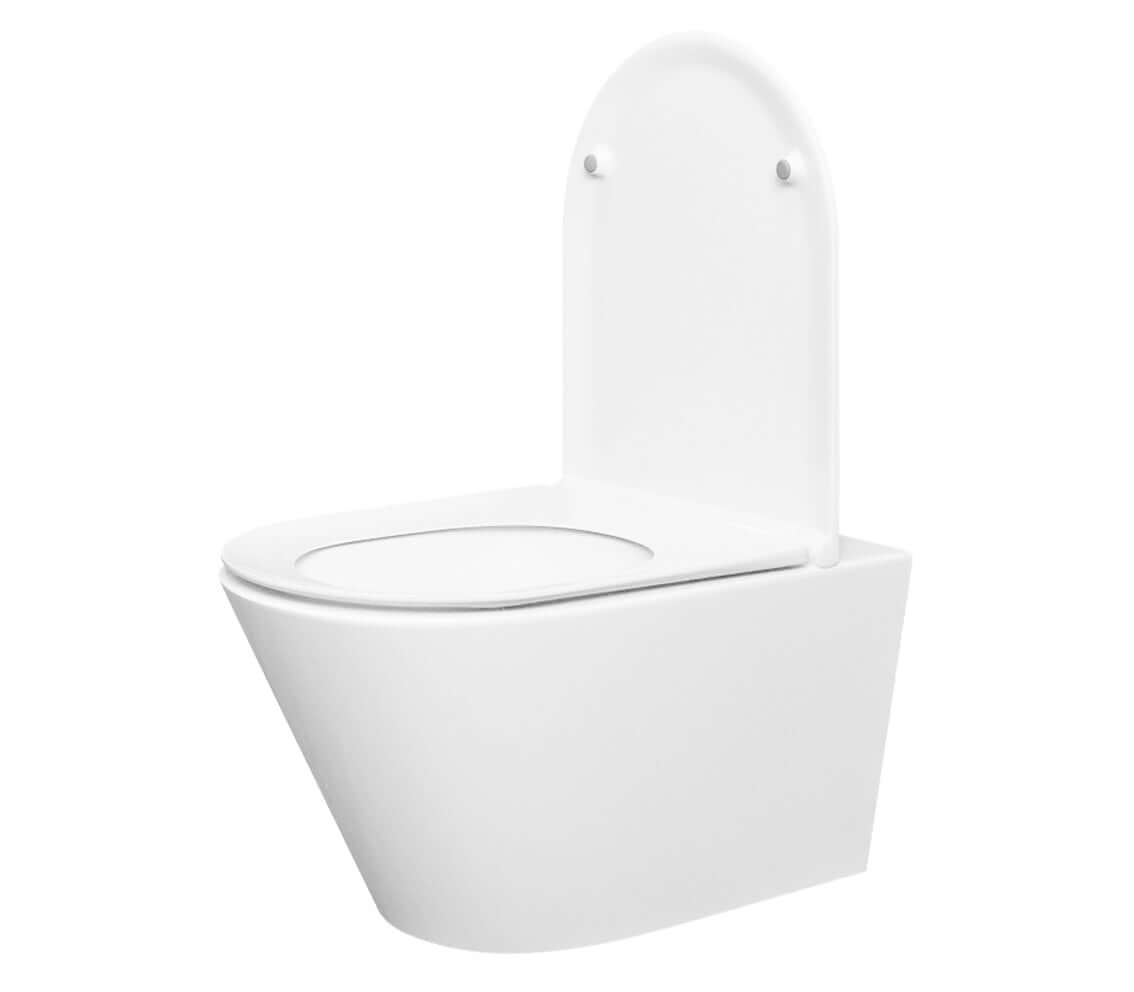Stereo randloos wandtoilet met Flatline toiletbril Glanzend wit, Wiesbaden