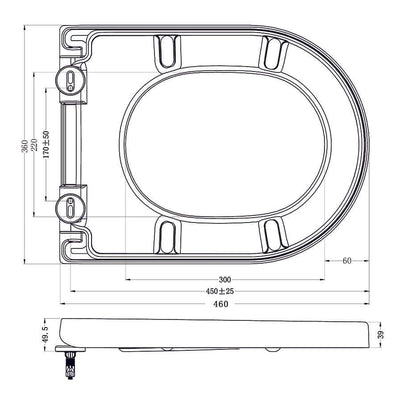 Stereo randloos wandtoilet met Flatline toiletbril Glanzend wit, Wiesbaden