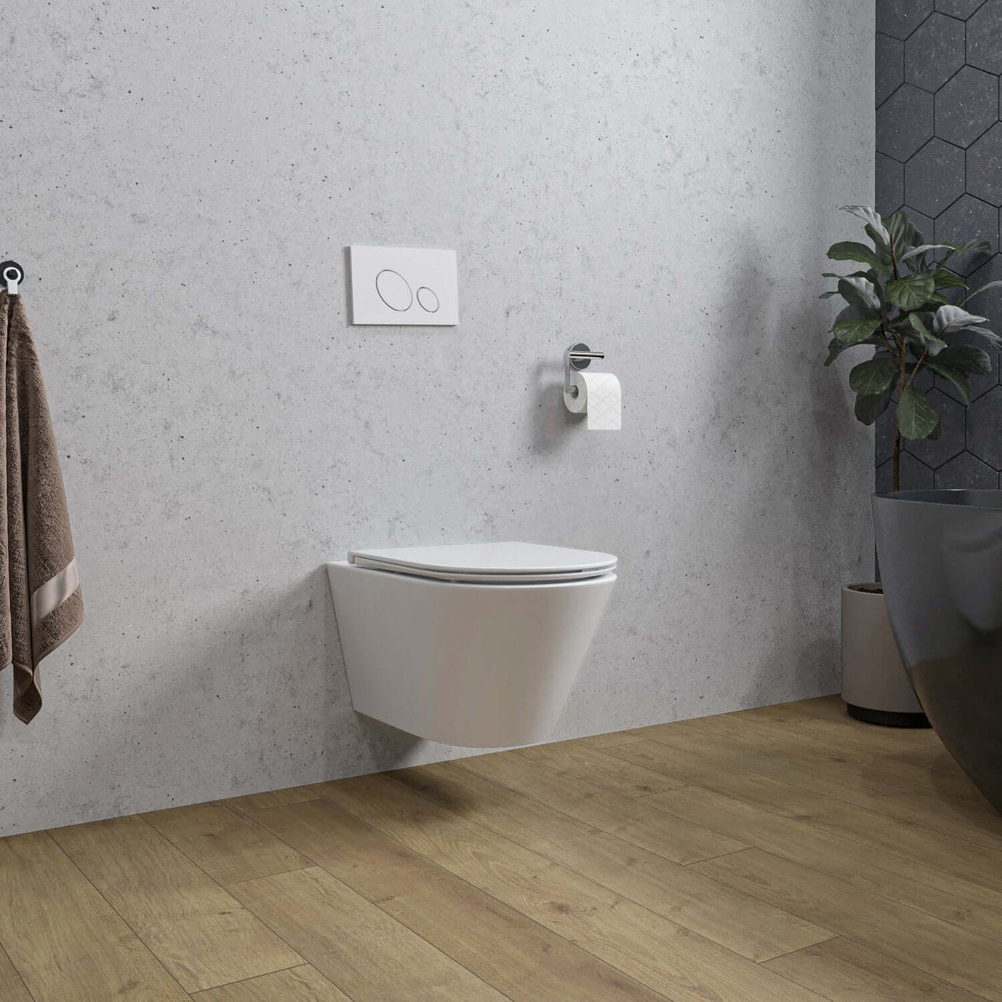 Stereo randloos wandtoilet met Flatline toiletbril Glanzend wit, Wiesbaden