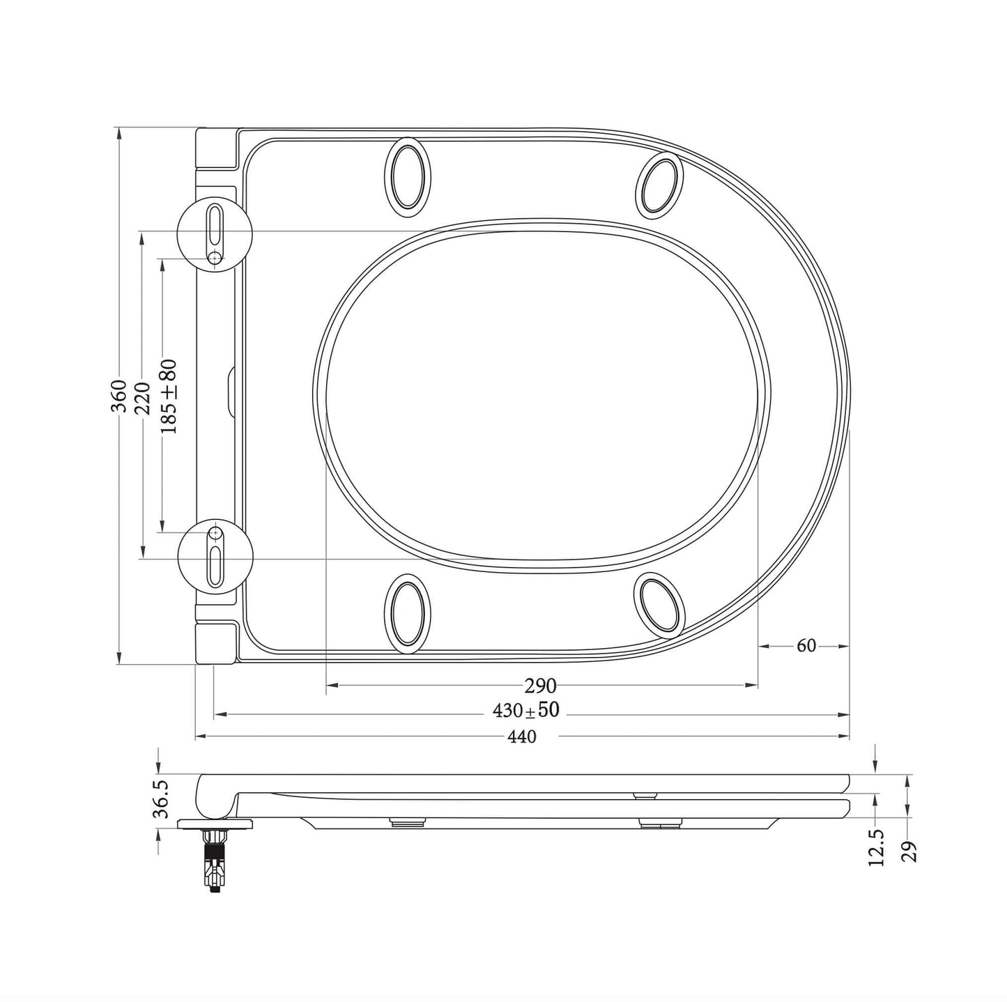 Stereo randloos wandtoilet Wiesbaden in matzwart met Flatline Soft Close en Quick Release toiletbril in matzwart