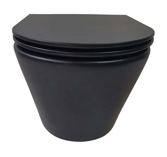 Tornado Flush randloos wandtoilet Wiesbaden matzwart met Flatline Soft Close toiletbril en snelsluiting