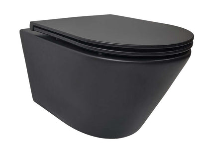 Tornado Flush randloos wandtoilet Wiesbaden matzwart met Flatline Soft Close toiletbril en snelsluiting