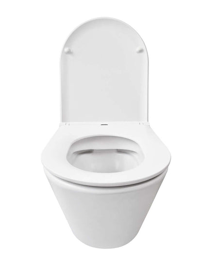 Vesta Randloos Wandtoilet Wiesbaden met Flatline Toiletbril Soft Close en Quick Release Mat Wit