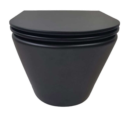 Vesta randloos wandtoilet Wiesbaden in matzwart met Flatline toiletbril Soft Close en snelsluiting
