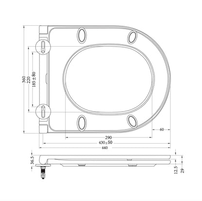 Vesta randloos wandtoilet Wiesbaden in matzwart met Flatline toiletbril Soft Close en snelsluiting