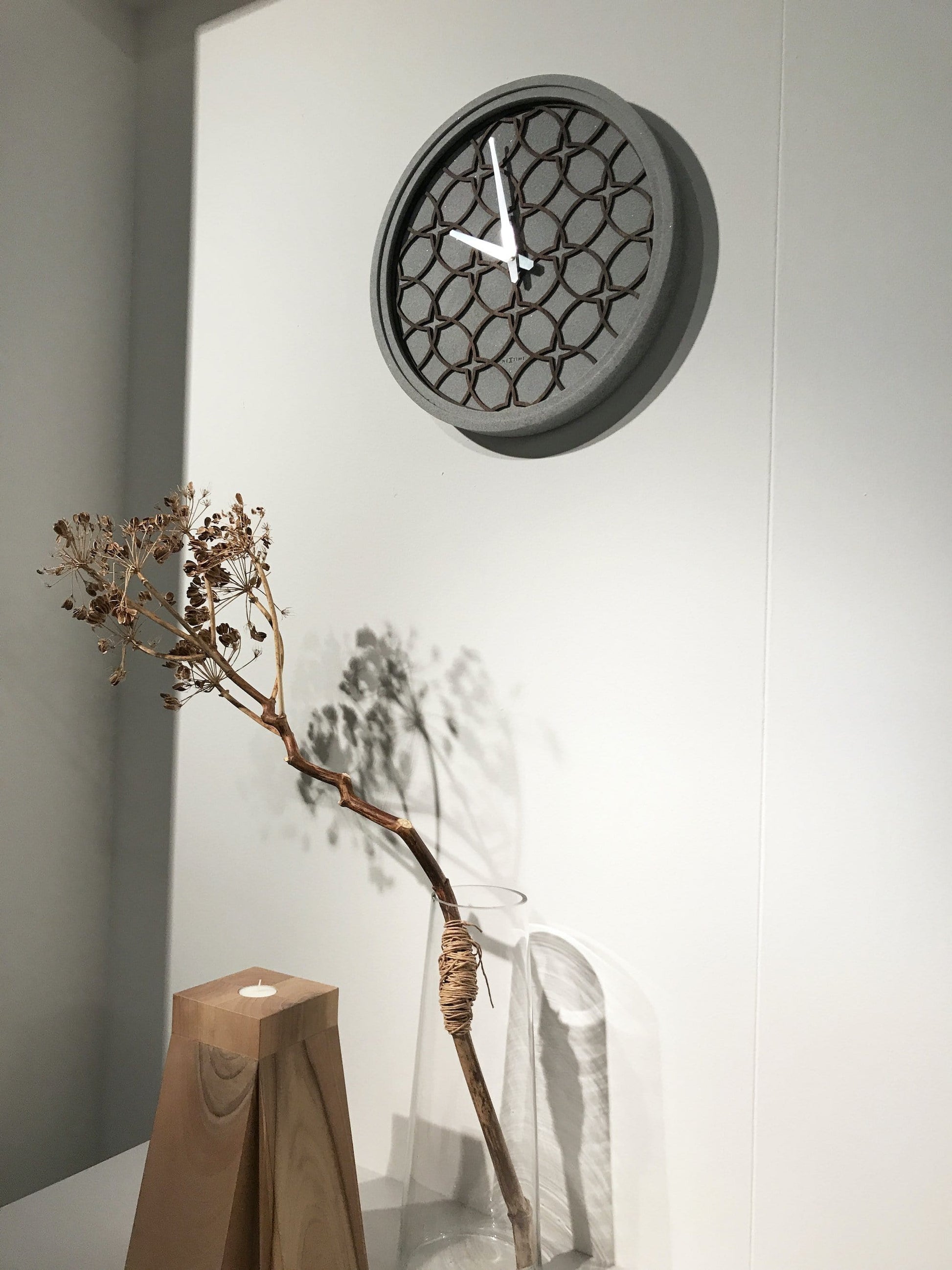 Wall Clock - 39.5 cm - Polyresin/Wood - 'Concreto love' Wall clock NeXtime Clocks