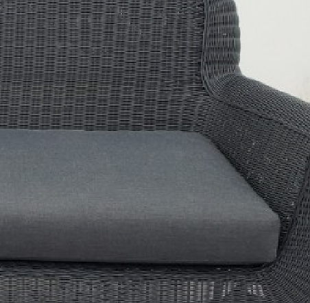 Droppery Jonah Hoek lounge set - 5 stuks - Staal Donkergrijs - Poeder gecoate Antraciet Poten - Rotan Rond 3mm Donkergrijs - Glazen Bovenblad Transparant -