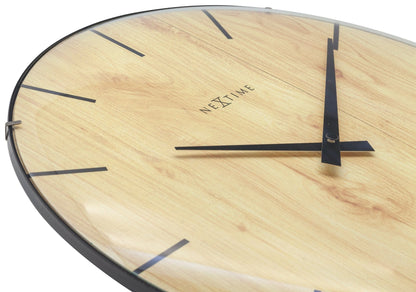 Wall clock - 35 cm - Dome Glass - 'Edge Wood Dome' Wall clock NeXtime Clocks