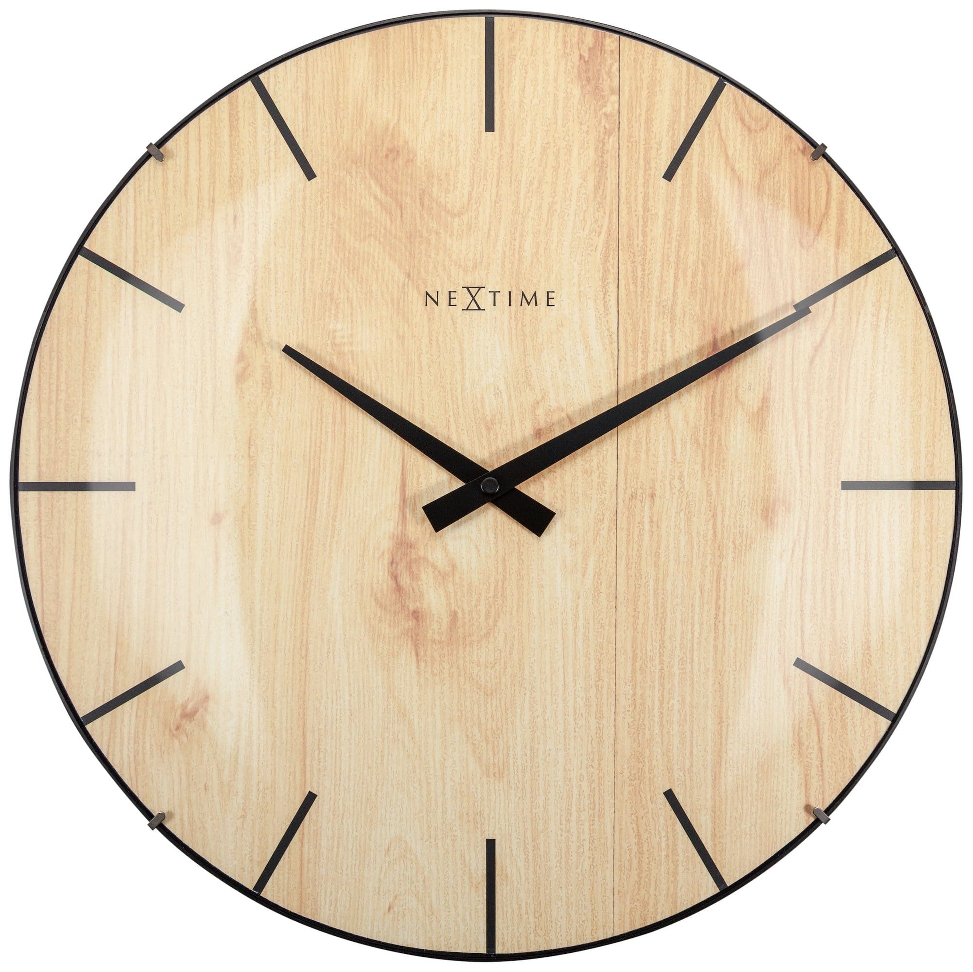 Wall clock - 35 cm - Dome Glass - 'Edge Wood Dome' Light Wood Light Wood Wall clock NeXtime Clocks