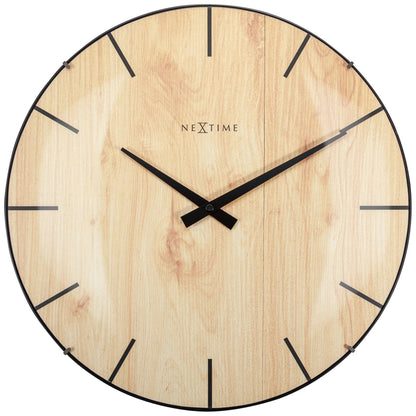 Wall clock - 35 cm - Dome Glass - 'Edge Wood Dome' Light Wood Light Wood Wall clock NeXtime Clocks